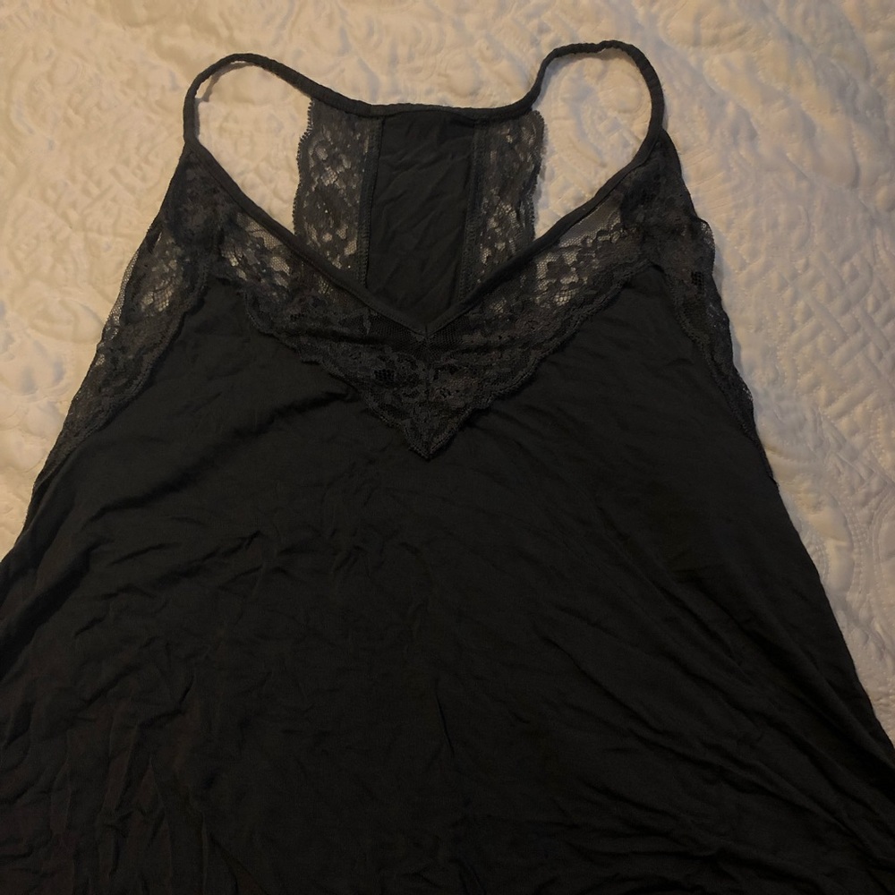 AEO Gray Soft & Sexy Tank with Lace Detail